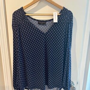Lane Bryant Dark Blue Patterned Blouse